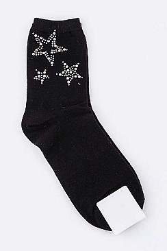 Posh Crystal Star Fashion Socks LA-ESA7072