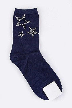 Posh Crystal Star Fashion Socks LA-ESA7072