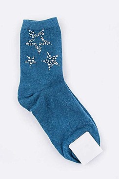 Posh Crystal Star Fashion Socks LA-ESA7072