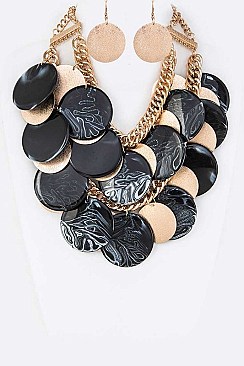 MULTI LAYER RESIN TEXTURE PLATE NECKLACE SET