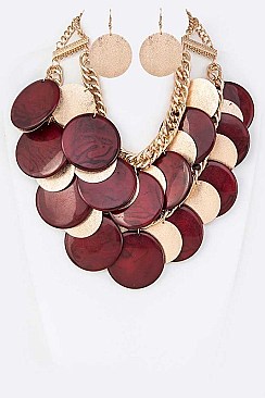 MULTI LAYER RESIN TEXTURE PLATE NECKLACE SET