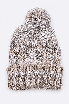 Space Knit Pom Pom Winter Beanie Set