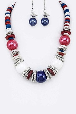 ASSORTED BEADS & DISKS NECKLACE SET
