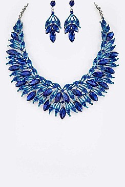 CRYSTAL SAPPHIRE STATEMENT NECKLACE SET