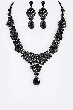 FLORAL CRYSTAL ENAMEL NECKLACE SET