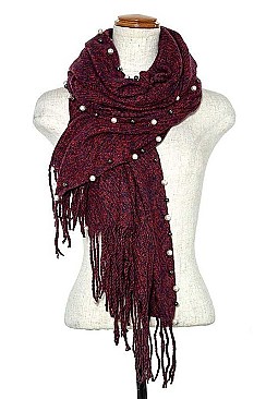 PEARL ACCENT MIX STONE OBLONG SCARF