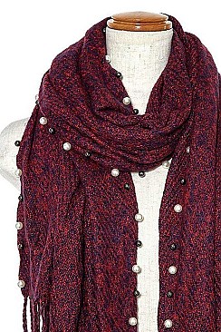 PEARL ACCENT MIX STONE OBLONG SCARF