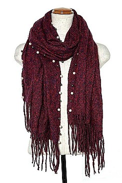 PEARL ACCENT MIX STONE OBLONG SCARF