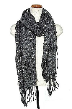 PEARL ACCENT MIX STONE OBLONG SCARF