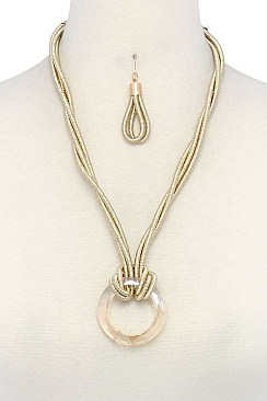 STYLISH RING PENDANT METALLIC THREAD FASHION NECKLACE JY-JSN2190