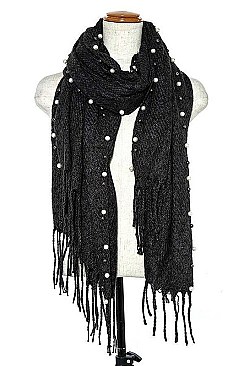PEARL ACCENT MIX STONE OBLONG SCARF