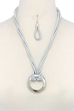 STYLISH RING PENDANT METALLIC THREAD FASHION NECKLACE JY-JSN2190