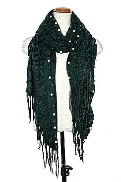 PEARL ACCENT MIX STONE OBLONG SCARF