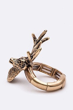 3D Deer Head Iconic Stretch Ring LASR0110