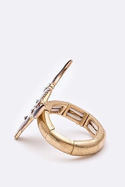 Steer Head Tribal Print Iconic Stretch Ring LASR0056