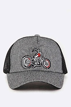 Motorcycle Patch Glitter Trucker Hat LA-EMH0940Z