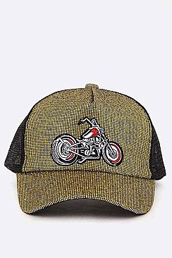 Motorcycle Patch Glitter Trucker Hat LA-EMH0940Z