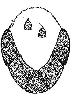 METAL FILIGREE LINK NECKLACE SET