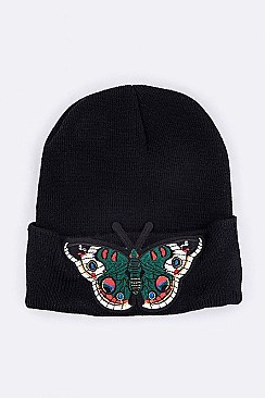 Chic Butterfly Embroidered Patch Beanie LA-MKH3503P