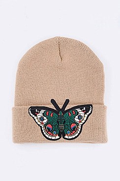 Chic Butterfly Embroidered Patch Beanie LA-MKH3503P