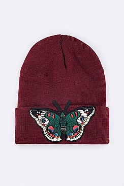 Chic Butterfly Embroidered Patch Beanie LA-MKH3503P