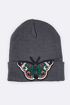 Chic Butterfly Embroidered Patch Beanie LA-MKH3503P
