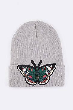 Chic Butterfly Embroidered Patch Beanie LA-MKH3503P