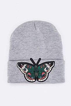 Chic Butterfly Embroidered Patch Beanie LA-MKH3503P
