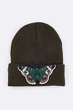 Chic Butterfly Embroidered Patch Beanie LA-MKH3503P