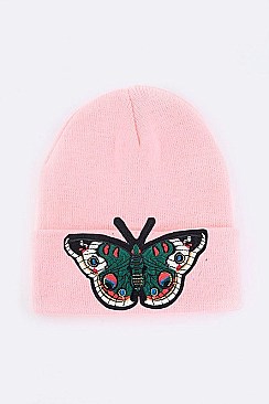 Chic Butterfly Embroidered Patch Beanie LA-MKH3503P