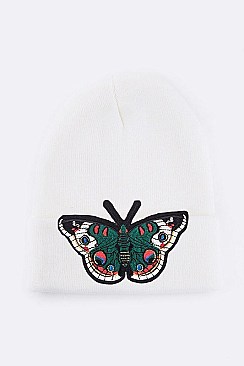 Chic Butterfly Embroidered Patch Beanie LA-MKH3503P
