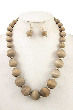 CHUNKY WOOD ORB NECKLACE SET