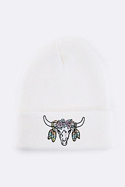 Trendy Steer Head Iconic Patch Beanie LA-MKH3510Y