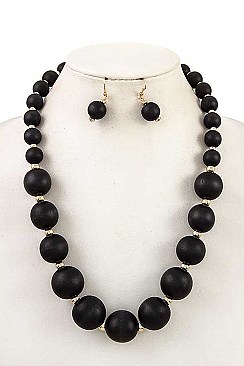 CHUNKY WOOD ORB NECKLACE SET
