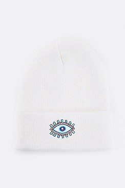 Trendy Evil Eye Patch Iconic Beanie LA-MKH3506S