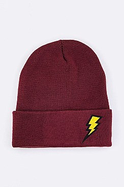 Trendy Lightening Patch Iconic Beanie LA-MKH3508X