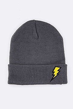 Trendy Lightening Patch Iconic Beanie LA-MKH3508X