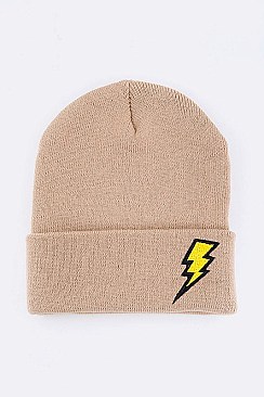 Trendy Lightening Patch Iconic Beanie LA-MKH3508X