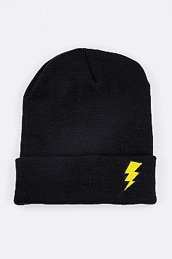 Trendy Lightening Patch Iconic Beanie LA-MKH3508X