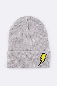 Trendy Lightening Patch Iconic Beanie LA-MKH3508X