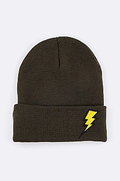 Trendy Lightening Patch Iconic Beanie LA-MKH3508X