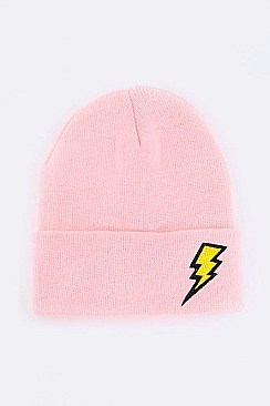Trendy Lightening Patch Iconic Beanie LA-MKH3508X