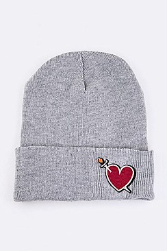 Fashionable Heart & Sword Patch Iconic Beanie LA-MKH3504X
