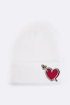 Fashionable Heart & Sword Patch Iconic Beanie LA-MKH3504X
