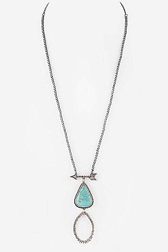 Stylish Arrow & Stone Pendant Necklace LA12275