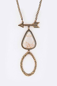 Stylish Arrow & Stone Pendant Necklace LA12275
