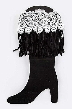 Lace & Fringe Suede Boot Toppers LA-BT264X147DD