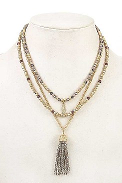TASSEL PENDANT & MIXED BEADS NECKLACE