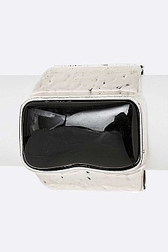 RECTANGULAR STONE HINGED BANGLE