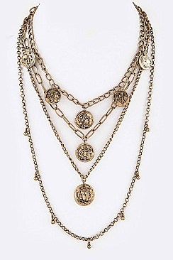 Stylish Vintage Coin Layered Fashion Necklace LA12466